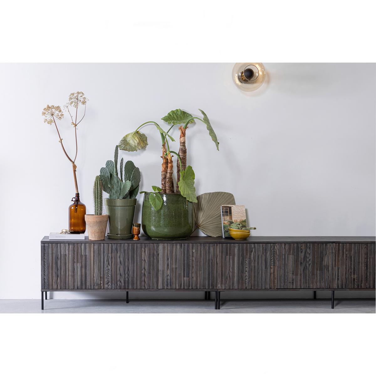Lowboard Gravure Braun B: 100cm - Schwarz/Braun, Design, Holz/Metall (100/56/44cm) - Livetastic
