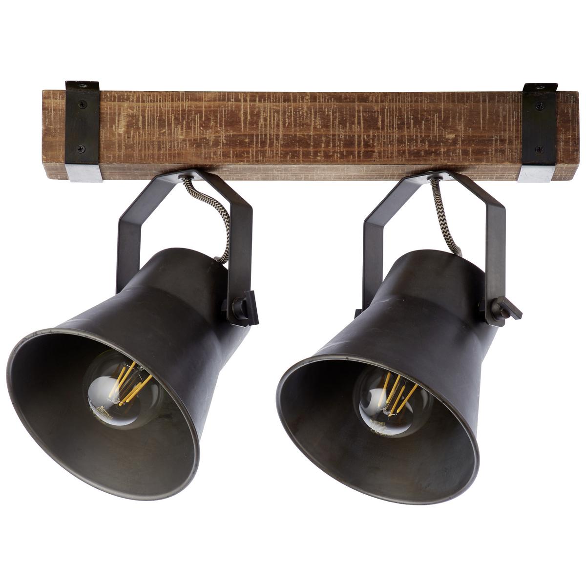 Deckenleuchte Plow in Schwarz max. 10 Watt - Schwarz, Design, Holz/Metall (40/24cm) - Brilliant