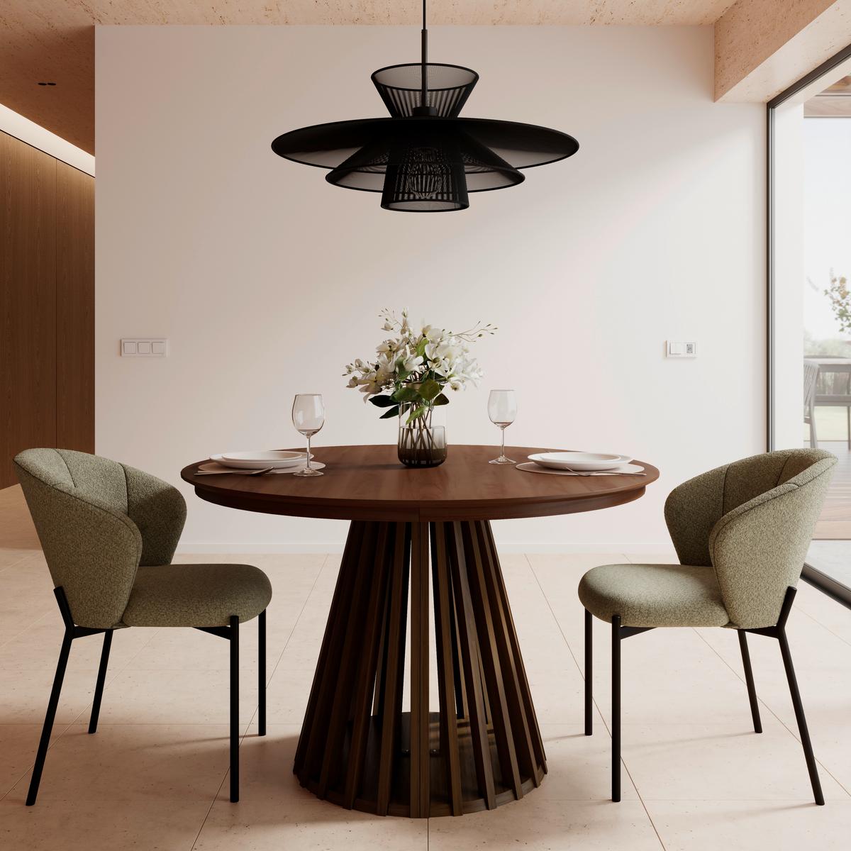 Ausziehtisch Ennio Walnussfarben Echtholz rund - Walnussfarben, MODERN, Holz/Holzwerkstoff (150/75/120cm) - Bessagi Home