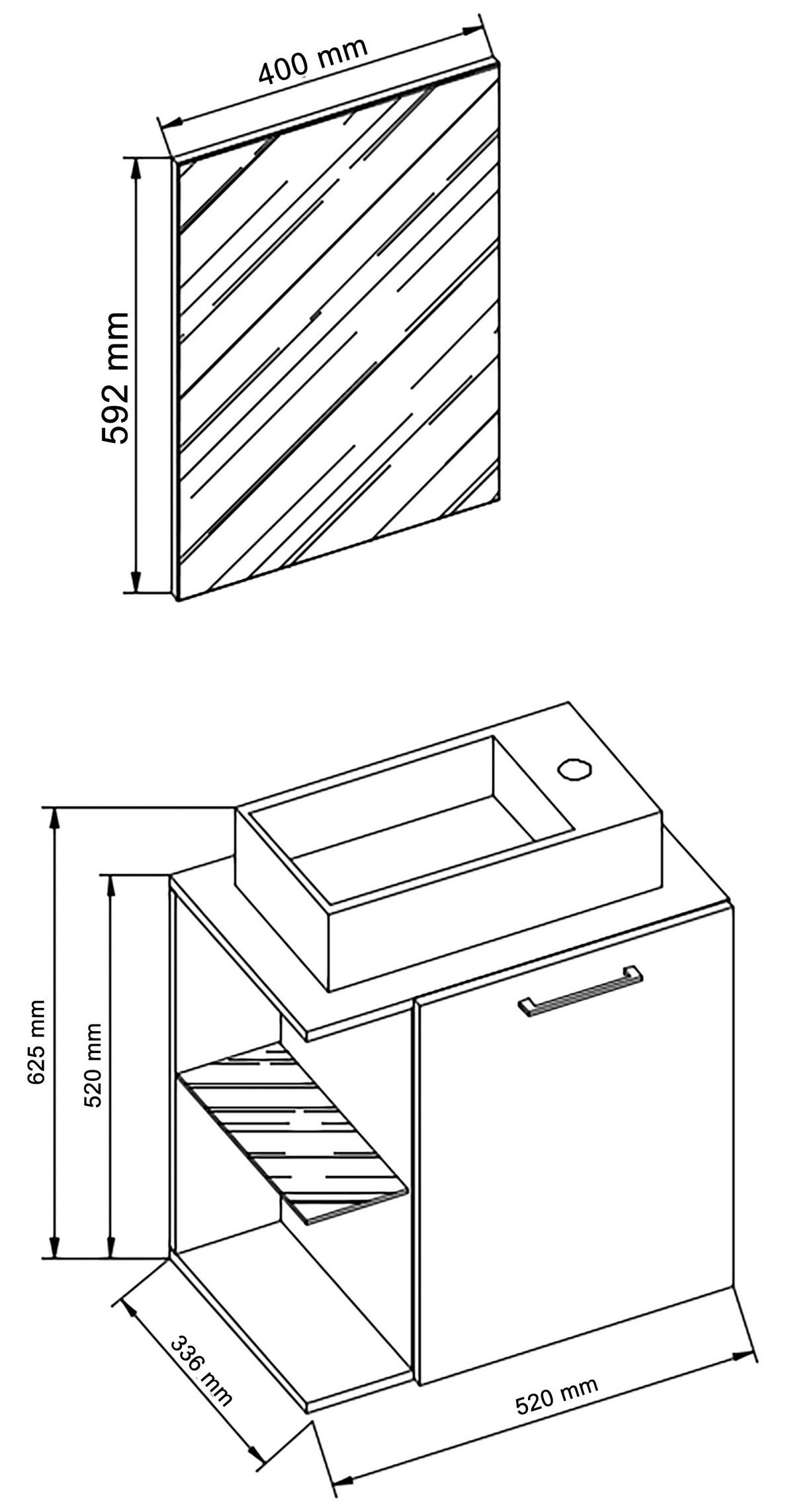GÄSTEBAD HAUSA BL - Honigeiche/Alufarben, Modern, Glas/Keramik (52cm) - MID.YOU