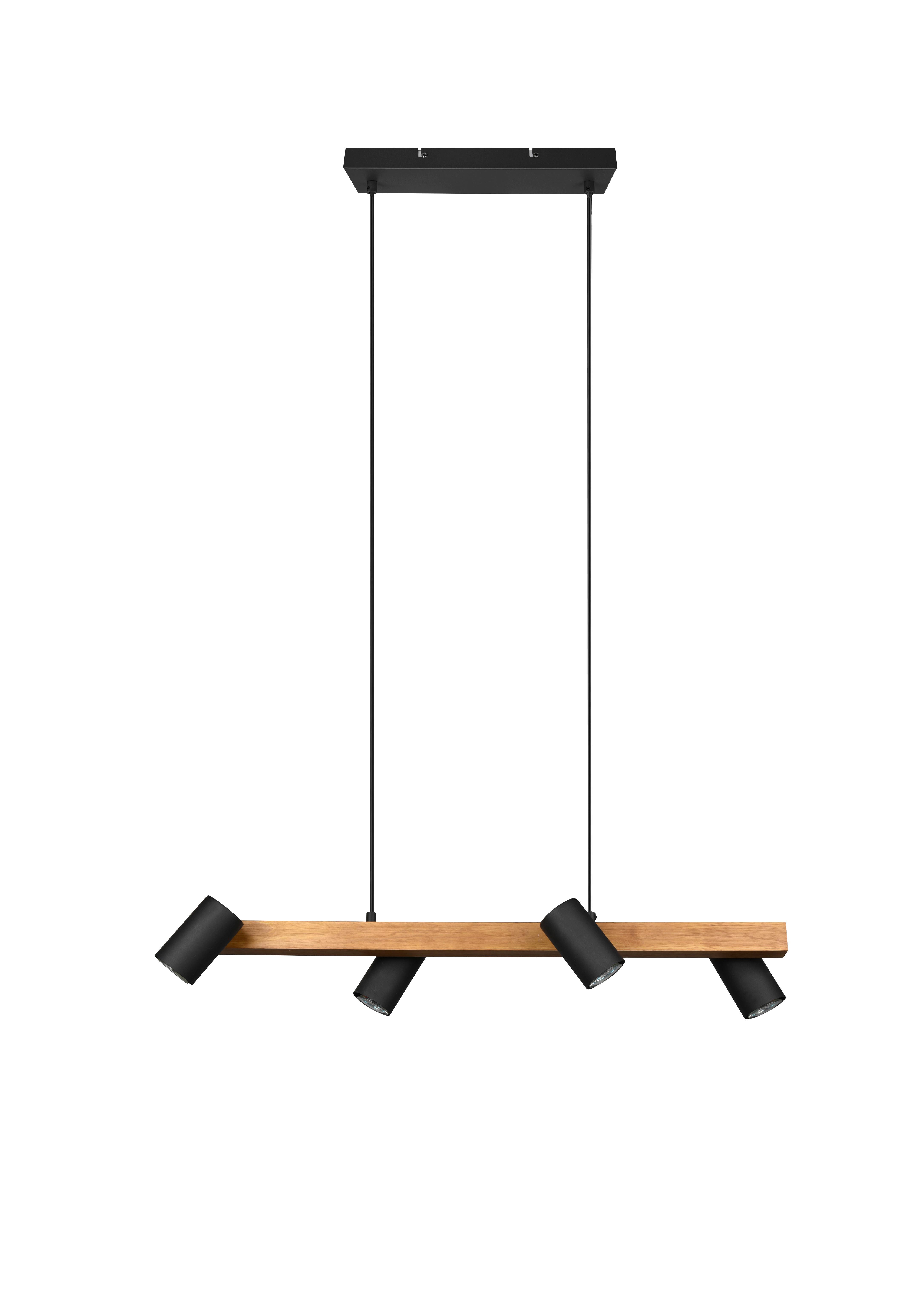 Hängeleuchte Marley Schwarz max. 35 Watt - Schwarz, Basics, Holz/Metall (80/20/150cm) - Trio Leuchten