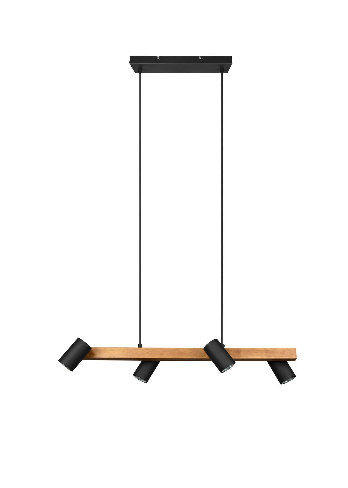 Hängeleuchte Marley Schwarz max. 35 Watt - Schwarz, Basics, Holz/Metall (80/20/150cm) - Trio Leuchten