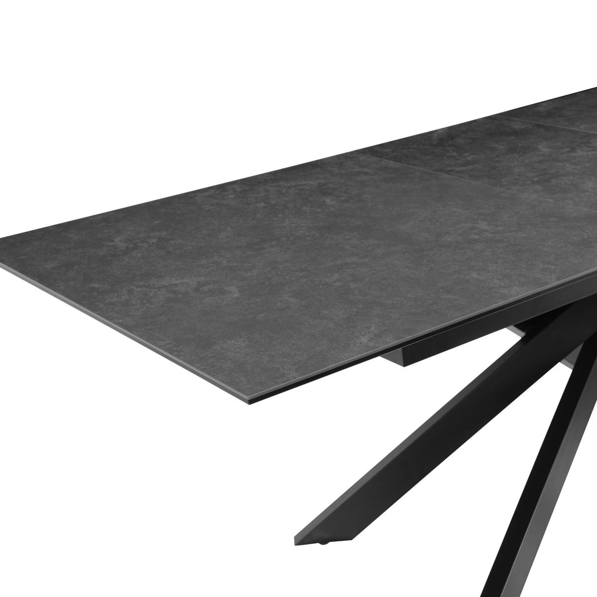 Raztegljiva Miza Lotus, Temno Siva, 168-210x90 - siva/črna, Moderno, kovina/steklo (168-210/90/76cm) - P & B