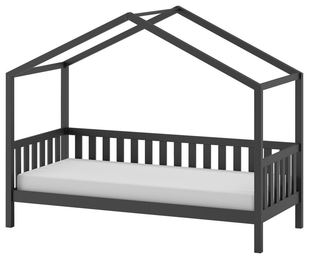 Hausbett DALLAS Anthrazit ca. 90x200 cm Echtholz - Anthrazit/Naturfarben, ROMANTIK / LANDHAUS, Holz (90/200cm) - Vipack