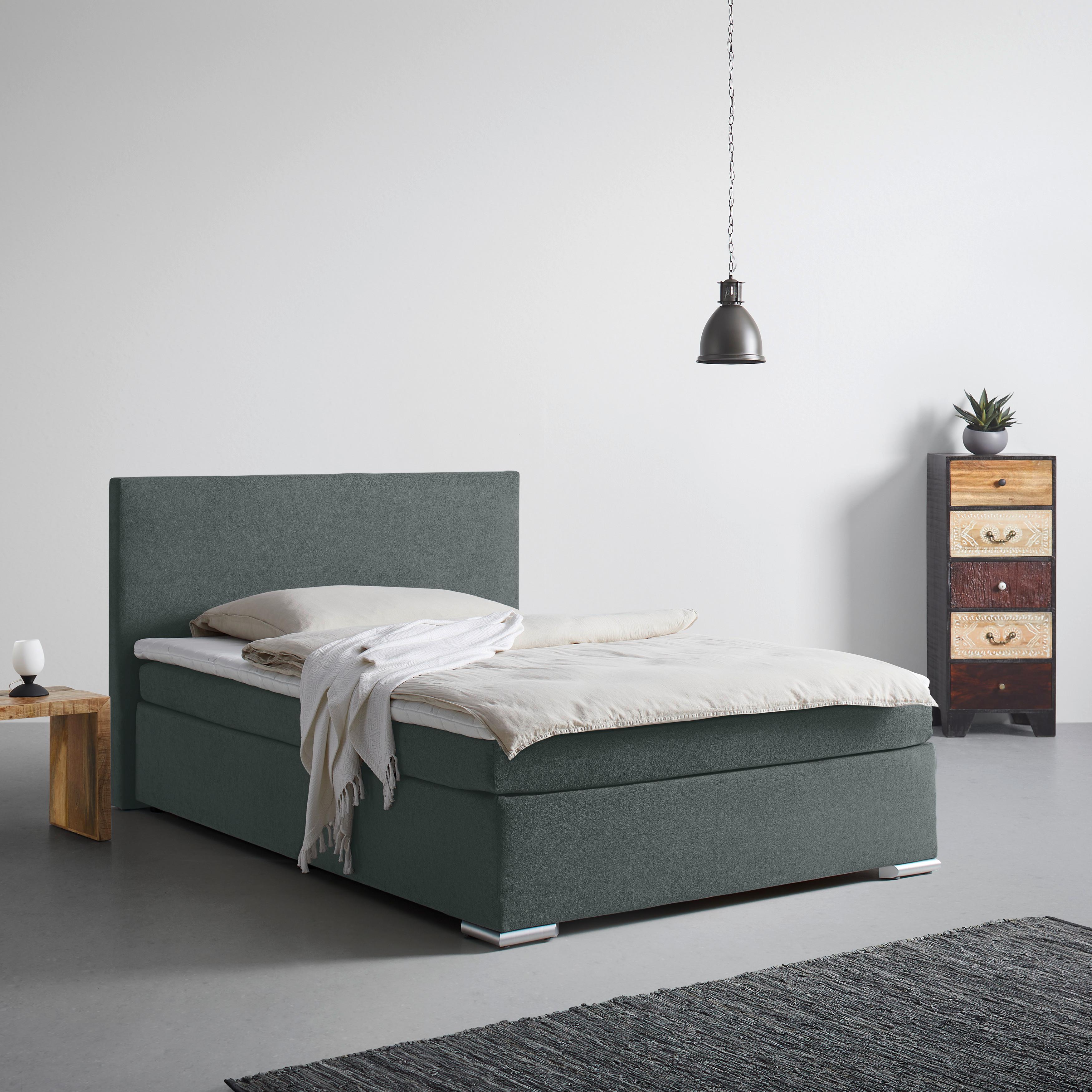 BOXSPRINGBETT MIRA 2 -EXKLUSIV- -BASED- - Anthrazit, Modern, Holz/Kunststoff (120/200cm) - Based