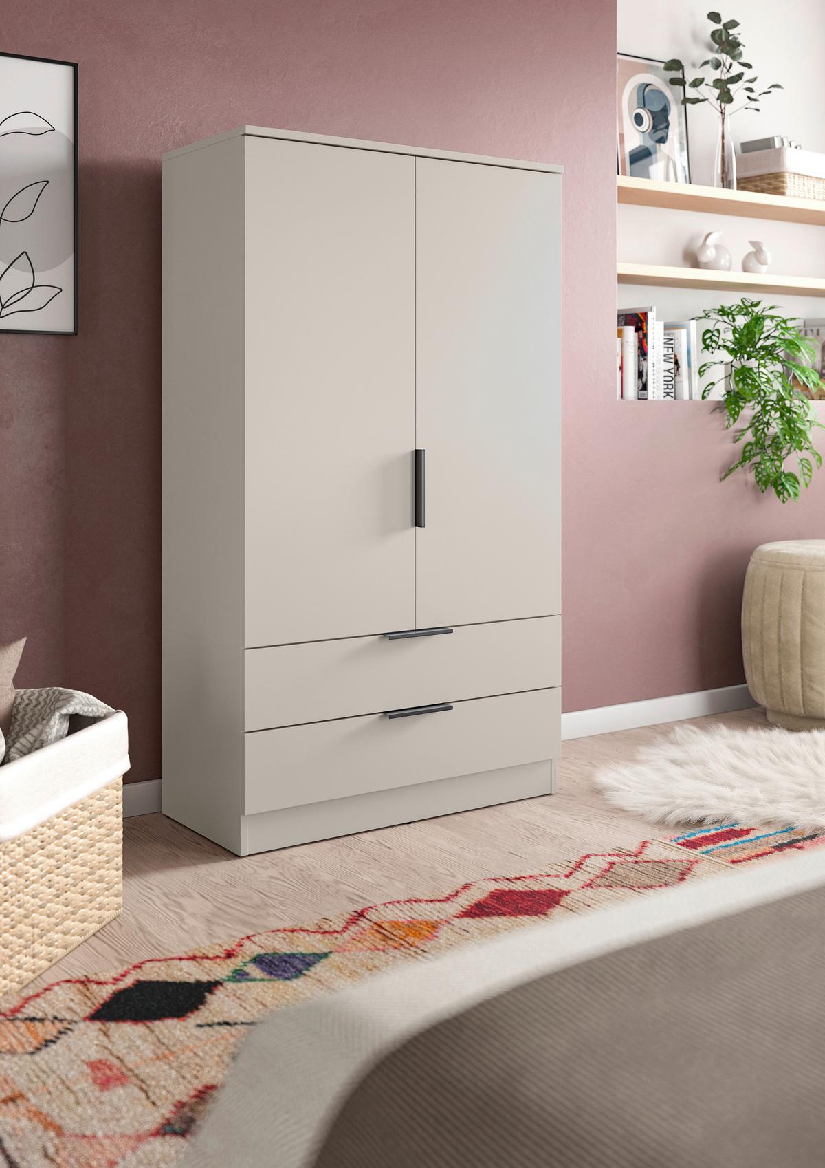 Drehtürenschrank KOPENHAGEN Kaschmir - Kaschmir/Schwarz, MODERN, Holzwerkstoff/Kunststoff (80/140/37cm) - Livetastic