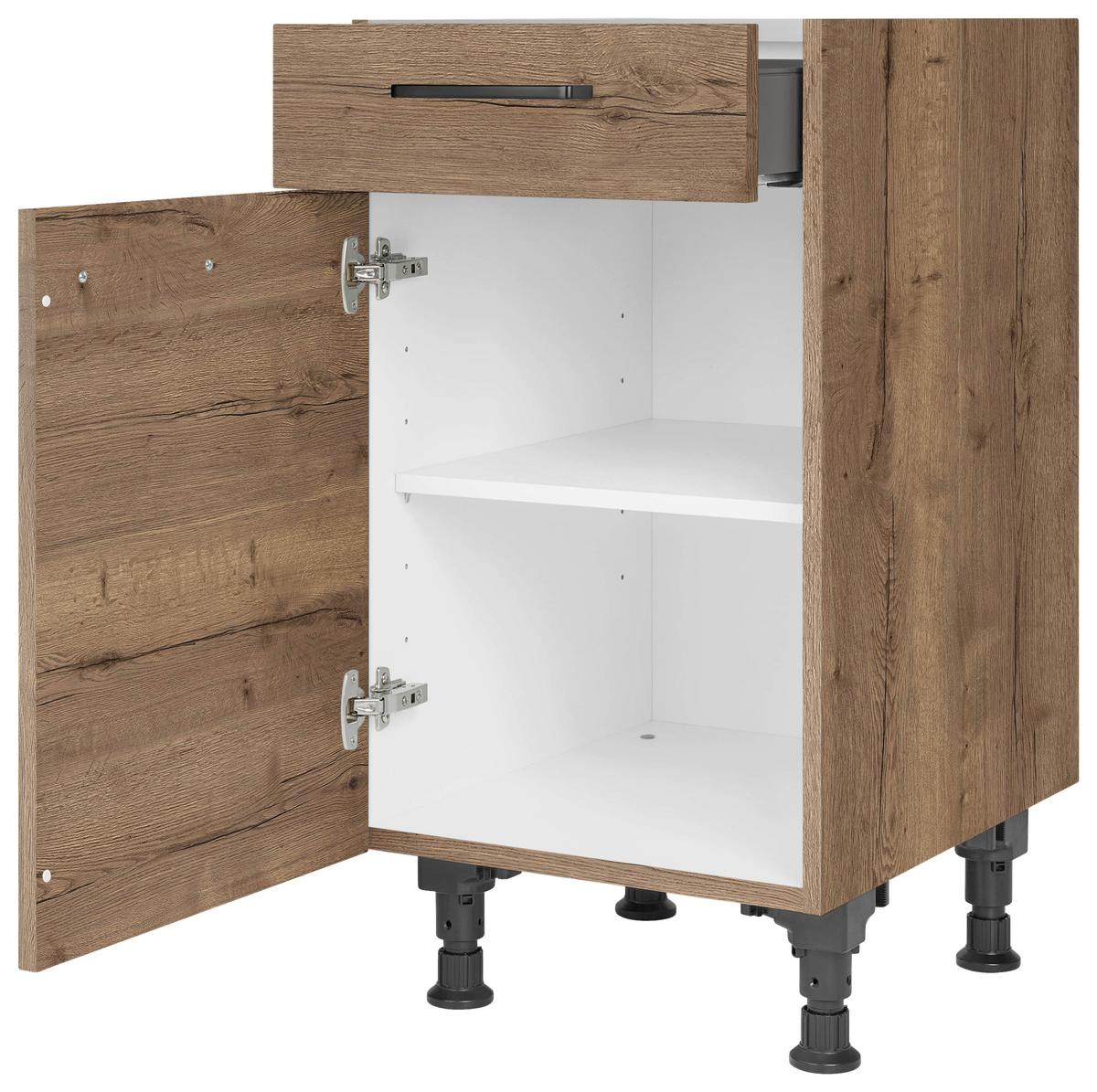 Schubkastenunterschrank Structura Eiche dunkel - Eiche dunkel/Schwarz, MODERN, Holzwerkstoff/Metall (45/87/56cm) - Nobilia