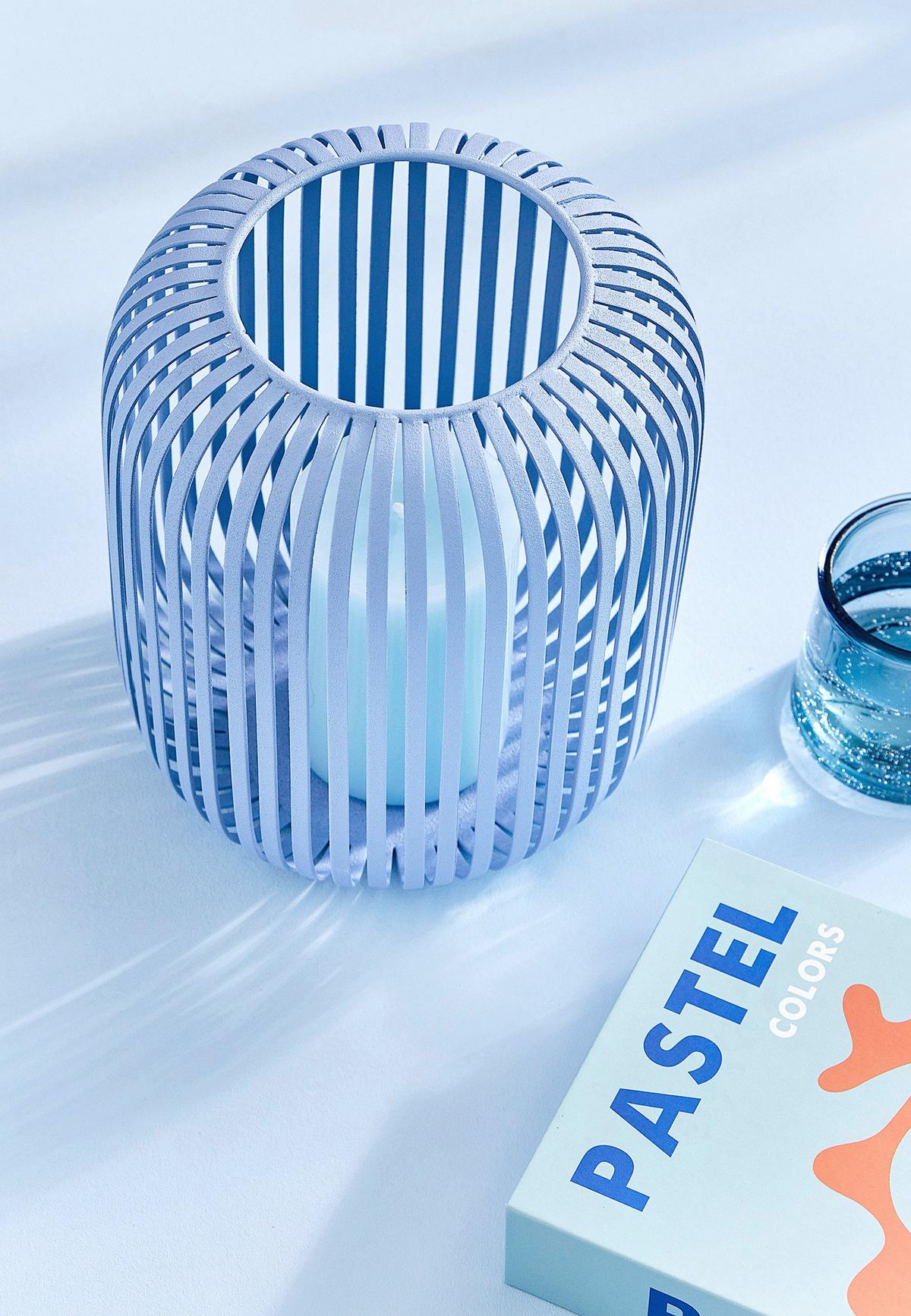 Laterne Lig Small Pastellblau - Pastellblau, Basics, Metall (20,5/23cm) - FYNCH-HATTON