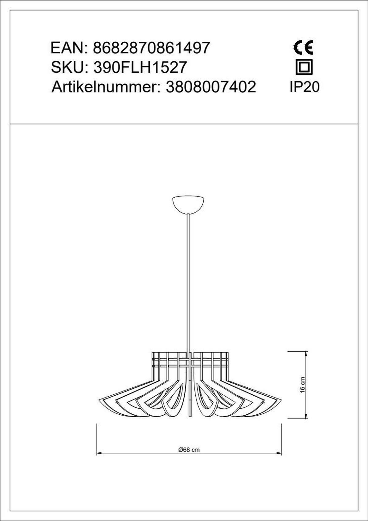 LAMPA SUFITOWA 3808007402 - biały, Trend, drewno (68/68/50cm)
