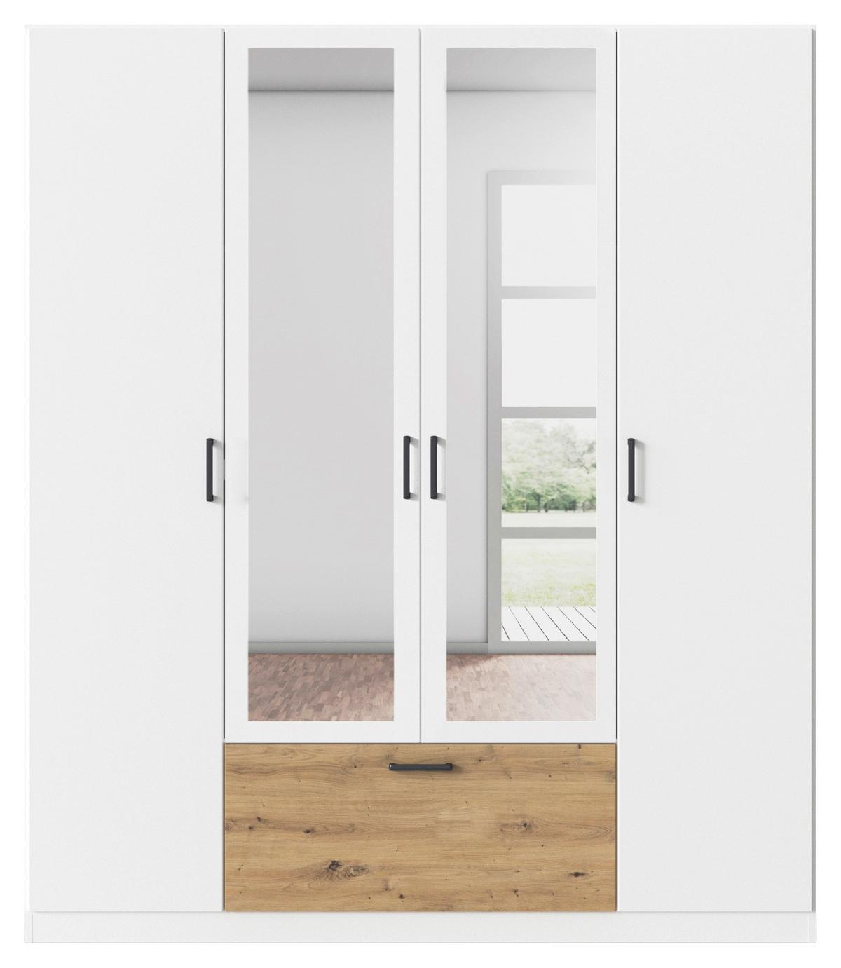 Omara Za Oblačila Bari, Bela, Barva Hrasta - siva/bela, Basics, kovina/leseni material (181/210/54cm) - Boxxx