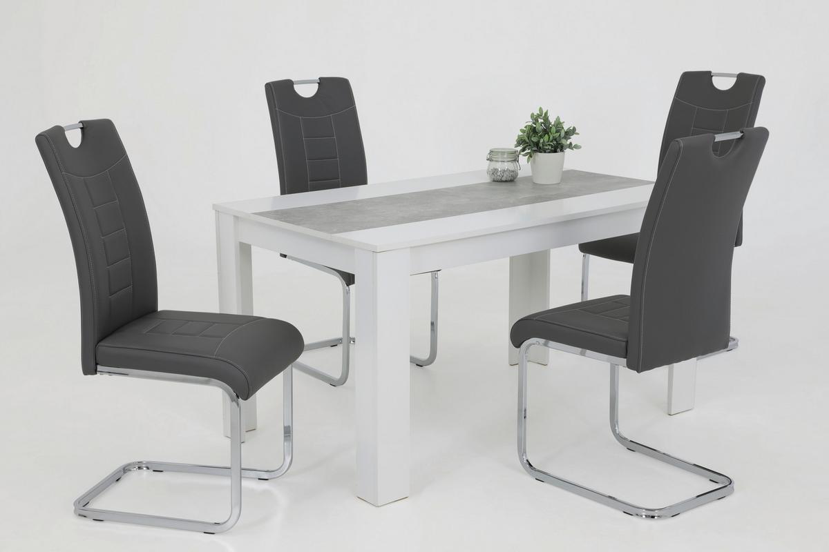 Schwingstuhl Ruby Grau gepolstert 2er-Set - Chromfarben/Weiß, MODERN, Textil/Metall (44/104/57,5cm) - MID.YOU