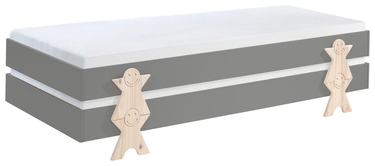 Stapelbett Modulo Grau - Grau/Kieferfarben, MODERN, Holz/Holzwerkstoff (90/200cm) - Vipack