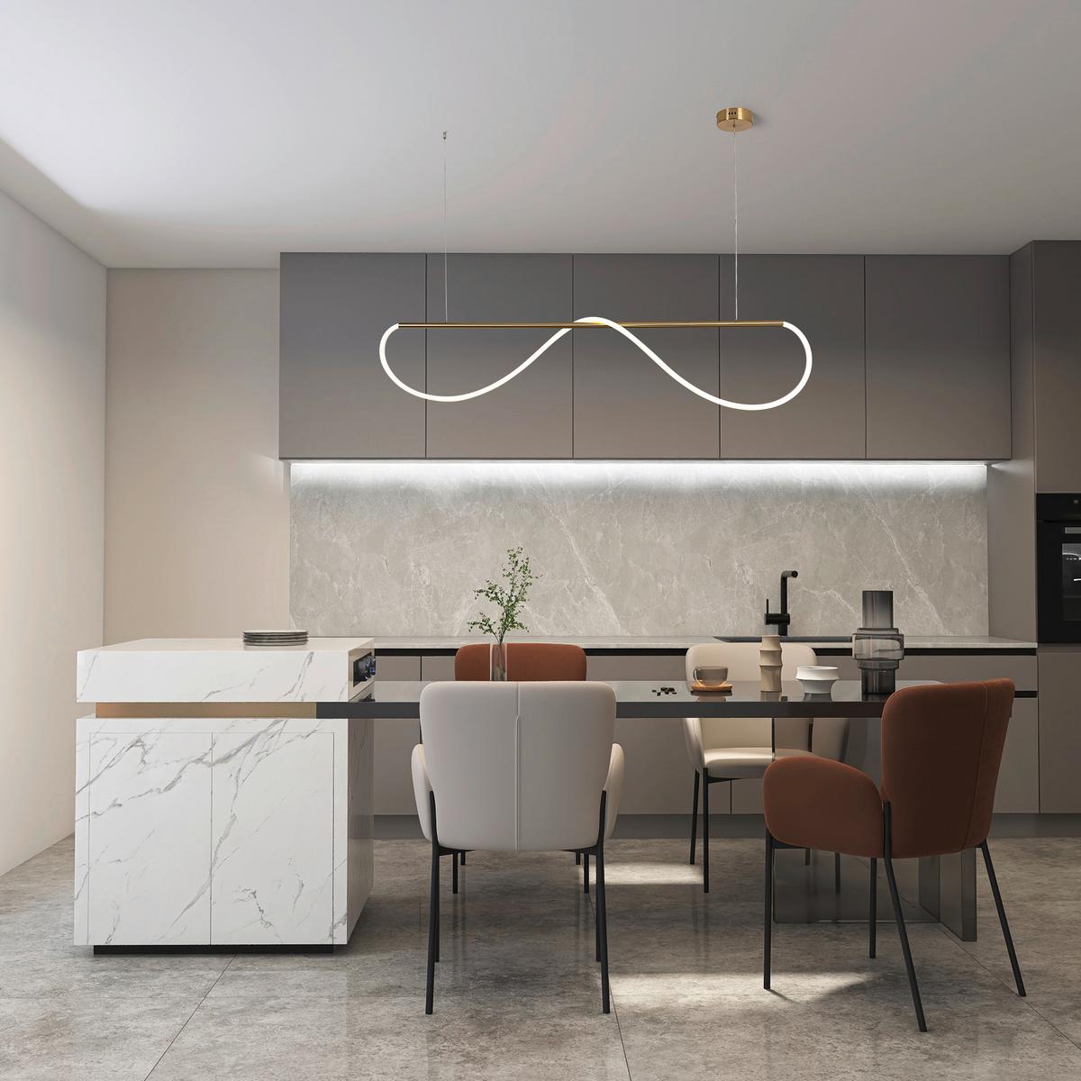 Led-hängeleuchte Lp-2345/1p M Gd Meleca M Gold - Goldfarben, Design, Metall (160/15/130cm)