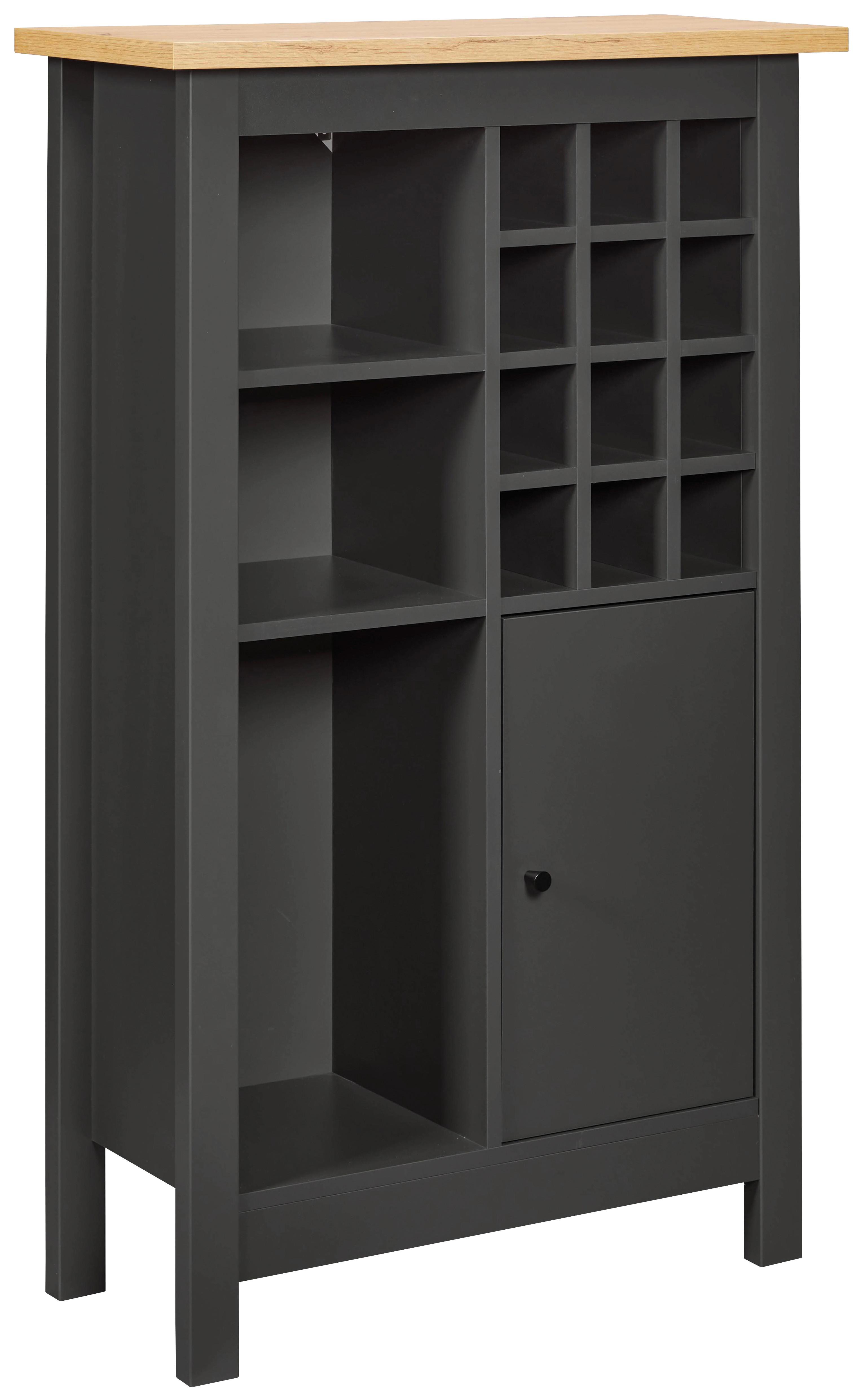 Weinschrank Venet, Anthrazit/Artisan Eiche - Anthrazit/Schwarz, ROMANTIK / LANDHAUS, Holzwerkstoff/Kunststoff (76,8/124,4/33cm) - Mömax