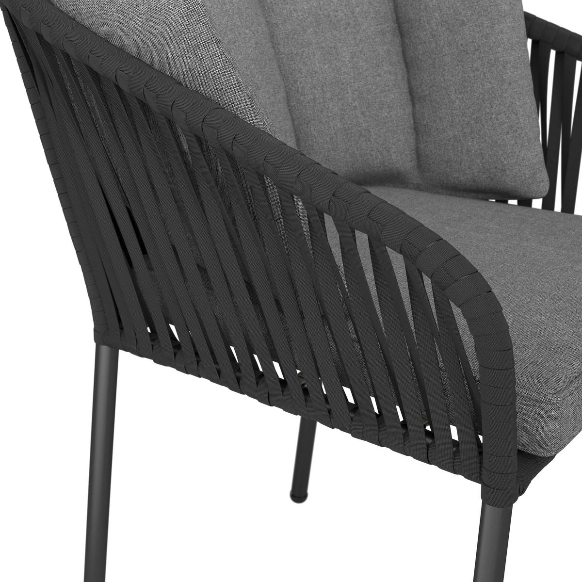 Set Vrtnih Stolov Leo, Siva, 2-Delno - temno siva/antracit, Moderno, kovina (59/78/61cm) - Bessagi Garden