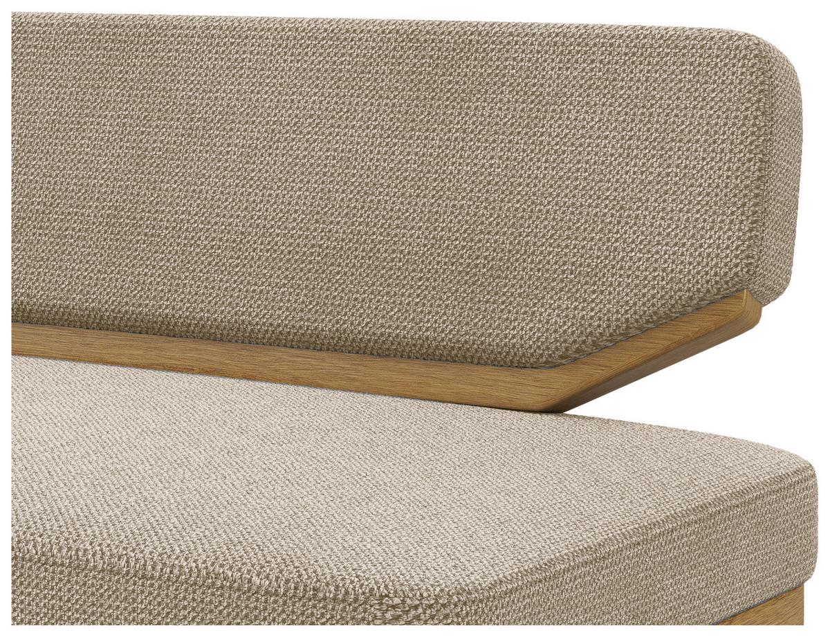 ŁAWKA ALMERO - kolor dębowy/beżowy, Basics, drewno/tkanina (190/80/52cm) - Carryhome