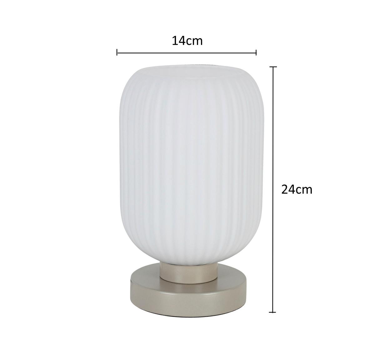 Tischleuchte Exi Weiß max. 25 Watt - Sandfarben/Weiss, Modern, Glas/Kunststoff (14/24cm) - Mömax