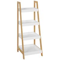 Etajeră LIANE 4 - alb/culoare natur, Modern, materiale naturale/material pe bază de lemn (34/98/35cm) - Modern Living