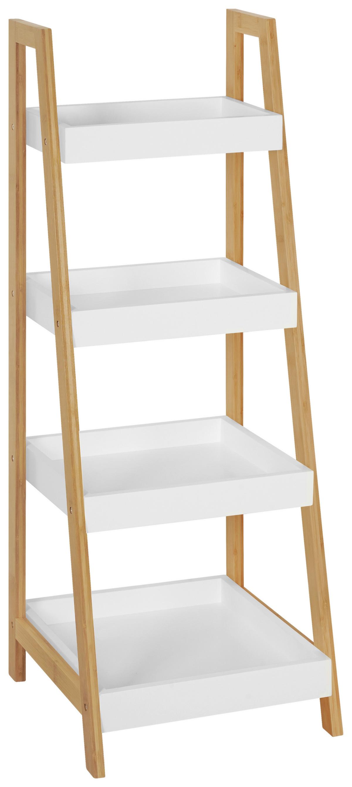 Etajeră LIANE 4 - alb/culoare natur, Modern, materiale naturale/material pe bază de lemn (34/98/35cm) - Modern Living