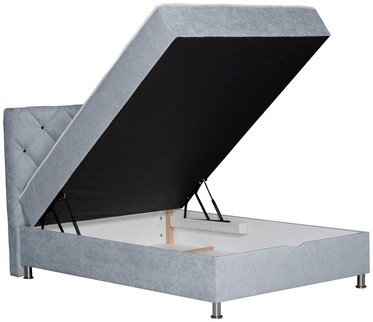Postelja Z Vzmetnico Black Diamant, 120x200, Svetlo Siva - barve kroma/svetlo siva, Design, umetna masa/tekstil (120/200cm) - Modern Living