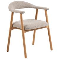 KRZESŁO Z PODŁOKIETNIKAMI ADDI - kolor dębowy/greige, Trend, tkanina/drewno (56/75,5/54cm) - MID.YOU