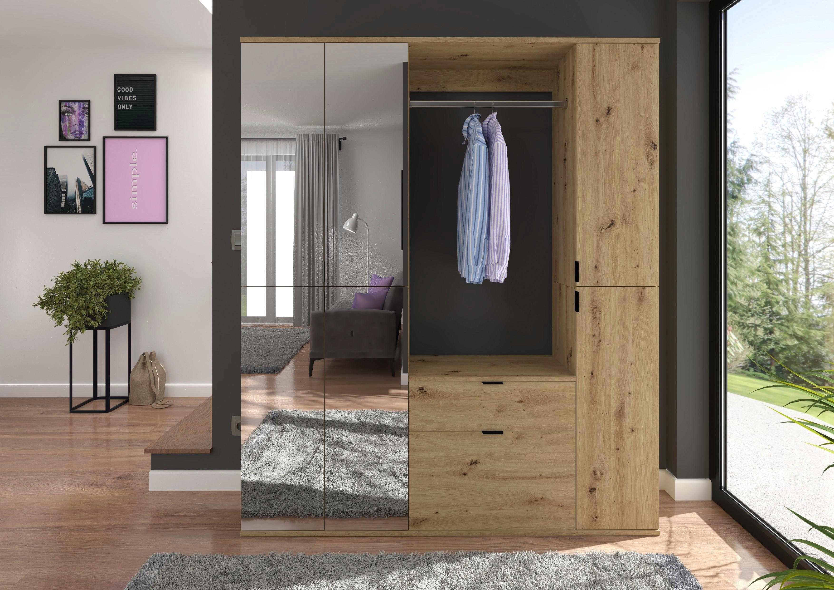 Garderobe Projekt X ca. 152x193 cm Artisan Eiche - KONVENTIONELL, Glas/Holzwerkstoff (152/193/34cm) - MID.YOU