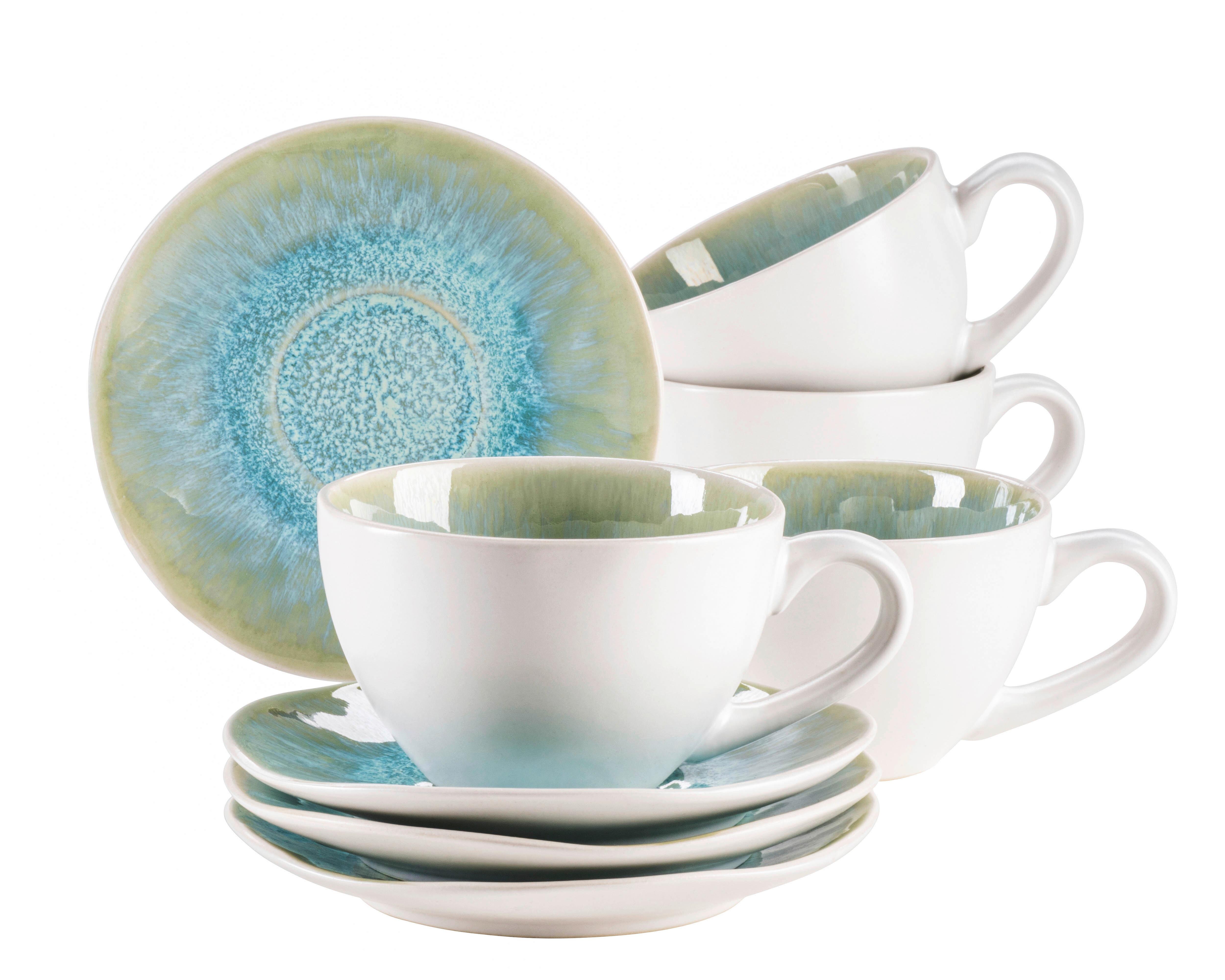 KAFFEESERVICE KAFFEETASSENSET, 934012 - Grün, Basics, Keramik (13,5/6,5/10cm) - Mäser