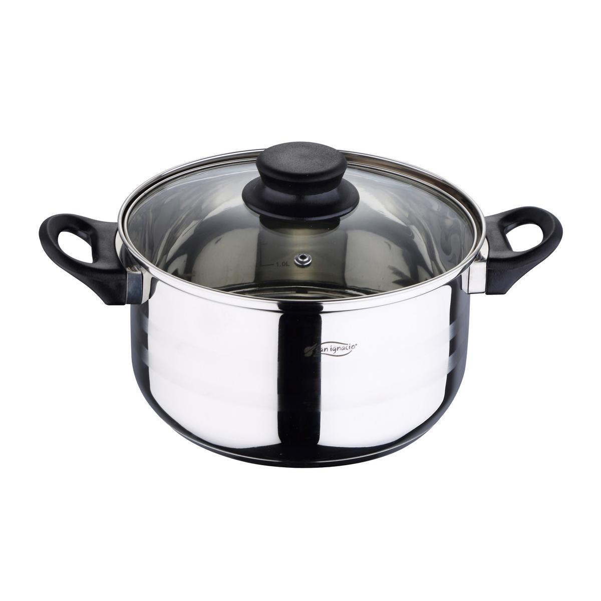 Kochtopfset Berta Edelstahlfarben, 5-teilig - Klar/Edelstahlfarben, KONVENTIONELL, Glas/Metall - Based