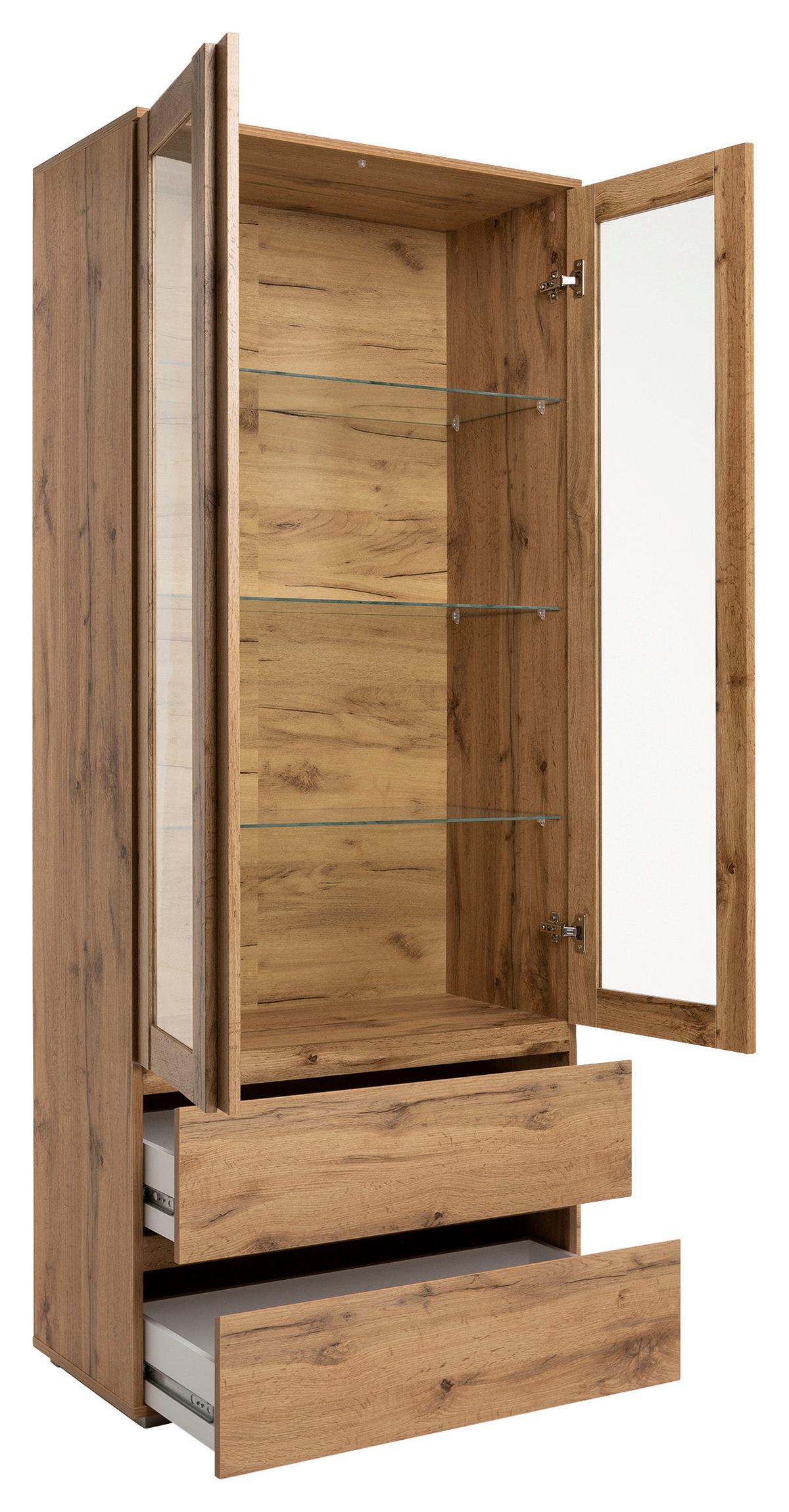 Vitrina Image, Barva Hrasta - srebrne barve/barve hrasta, Konvencionalno, steklo/leseni material (80/191/40cm) - MID.YOU