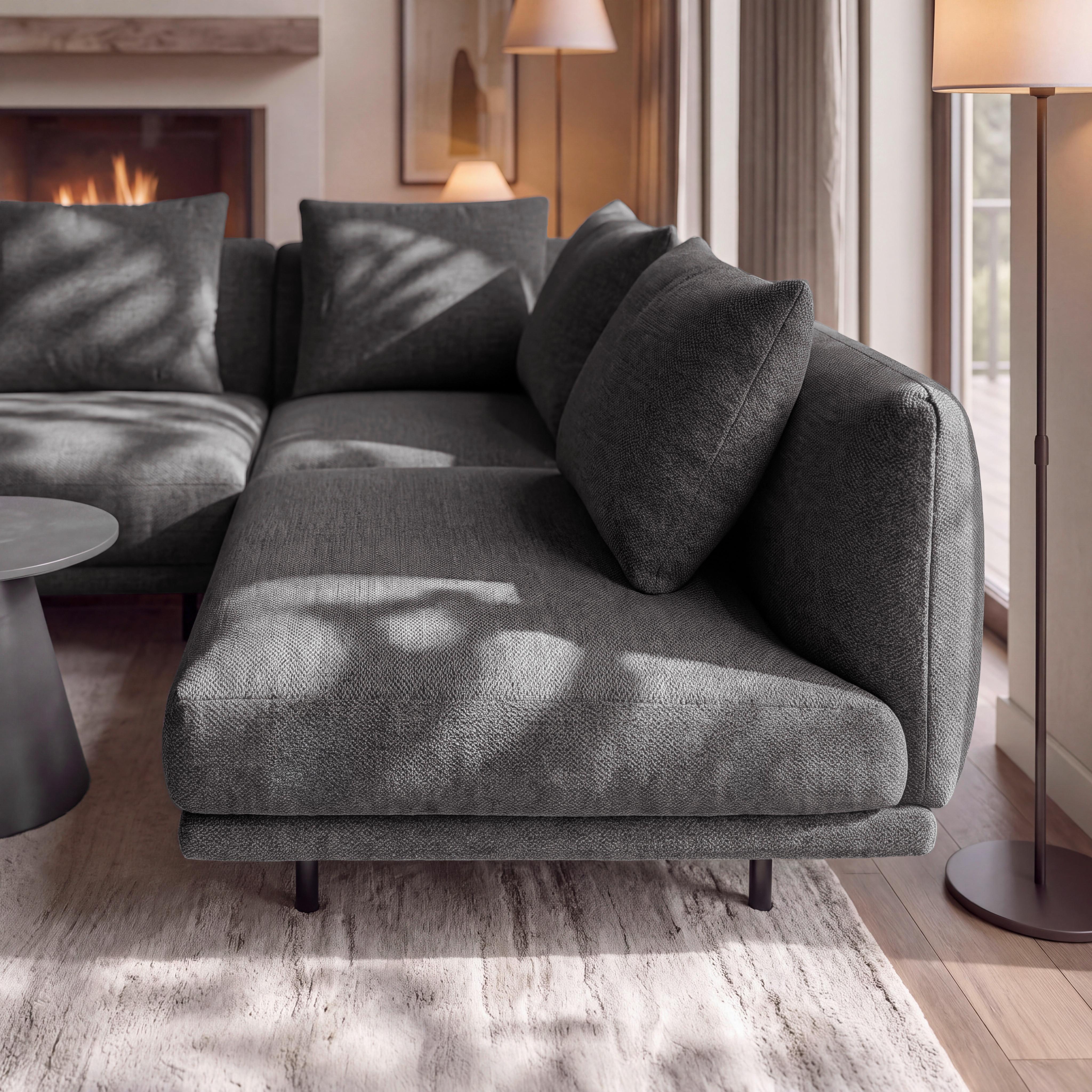 SOFFA CELINA - mörkgrå/svart, Modern, metall/trä (278/175cm) - Bessagi Home