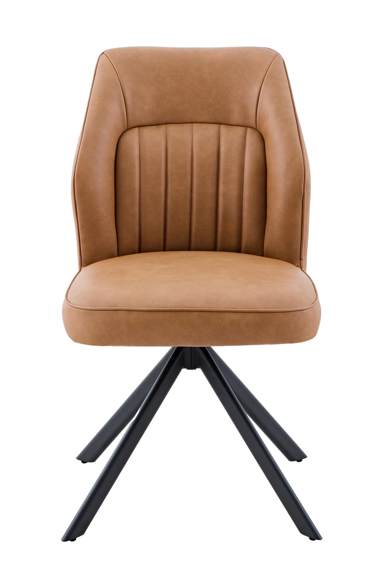 STUHL-SET PRIZZI S 2ER-SET - Cognac/Schwarz, MODERN, Textil/Metall (51/92/65cm) - MID.YOU