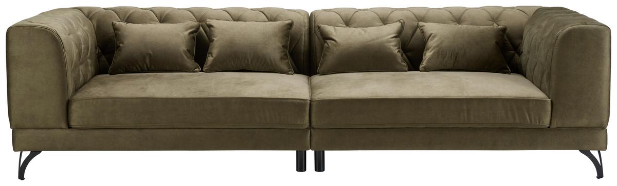 Mega Sofa Totti - maslinasto zelena/crna, Moderno, tekstil/metal (277/74/100cm) - Modern Living