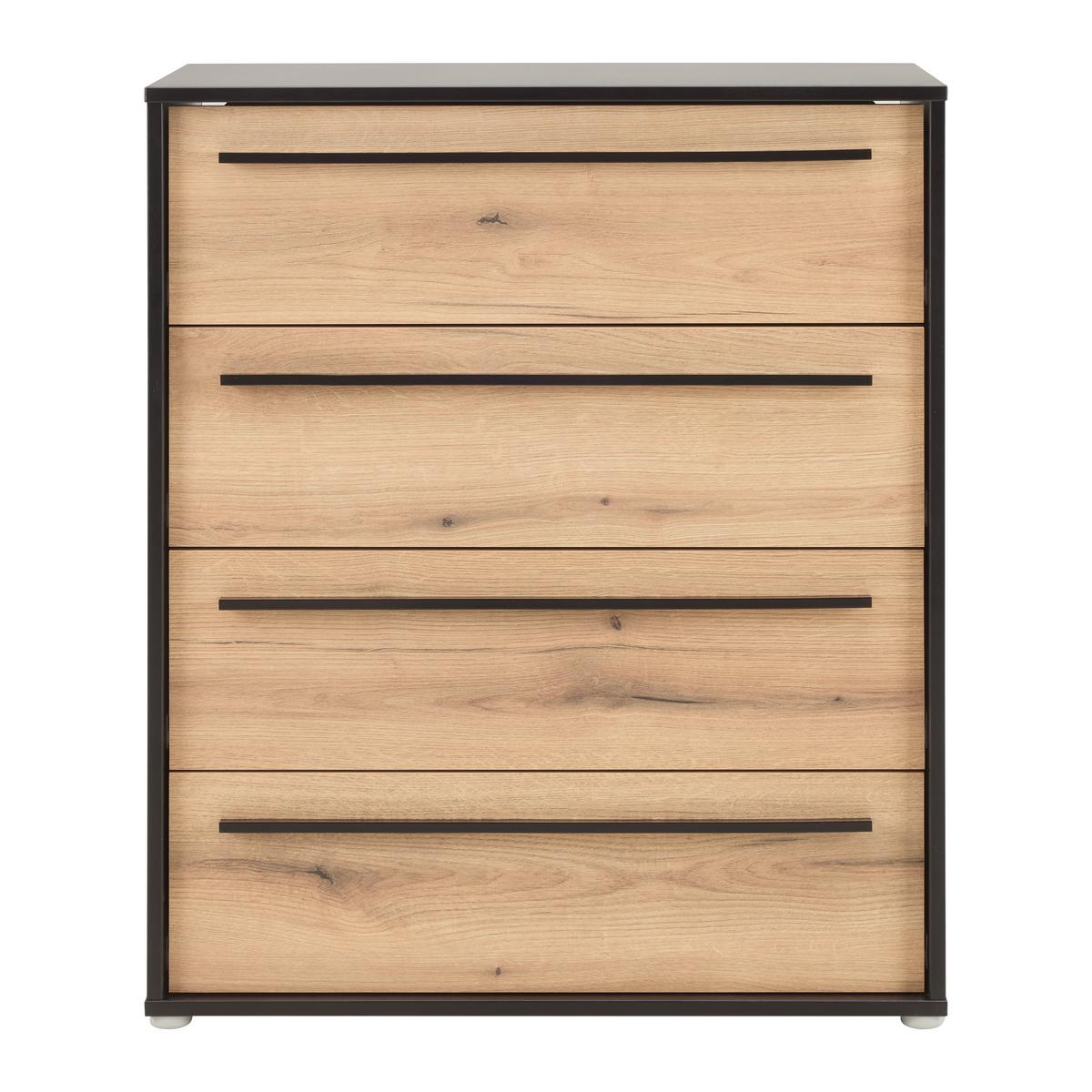 Kommode Adriano Schwarz/Eichefarben - Eichefarben/Schwarz, MODERN, Holzwerkstoff/Kunststoff (80/94,8/41,2cm) - Mömax