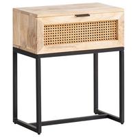 NACHTKÄSTCHEN WL6.809 - Schwarz/Naturfarben, Lifestyle, Holz/Metall (50/60/30cm) - MID.YOU