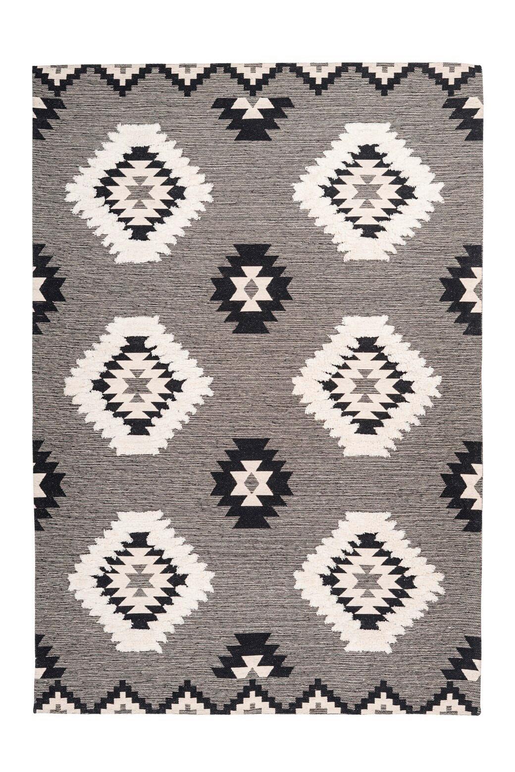 FLACHWEBETEPPICH ETHNIE 400 GRAU 120CM X 170CM - Grau, Design, Textil (120/170cm) - Novel