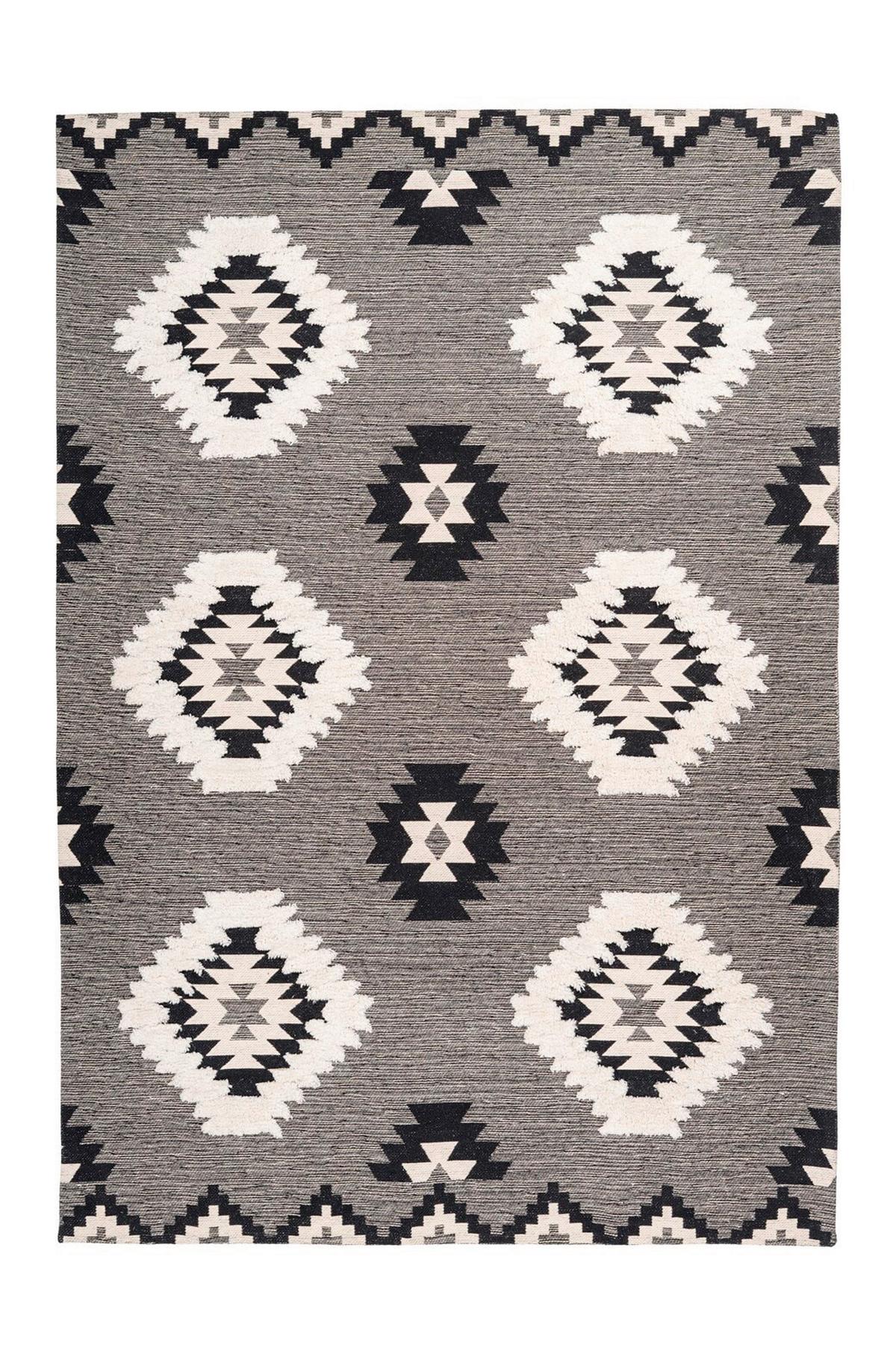 FLACHWEBETEPPICH ETHNIE 400 GRAU 120CM X 170CM - Grau, Design, Textil (120/170cm) - Novel