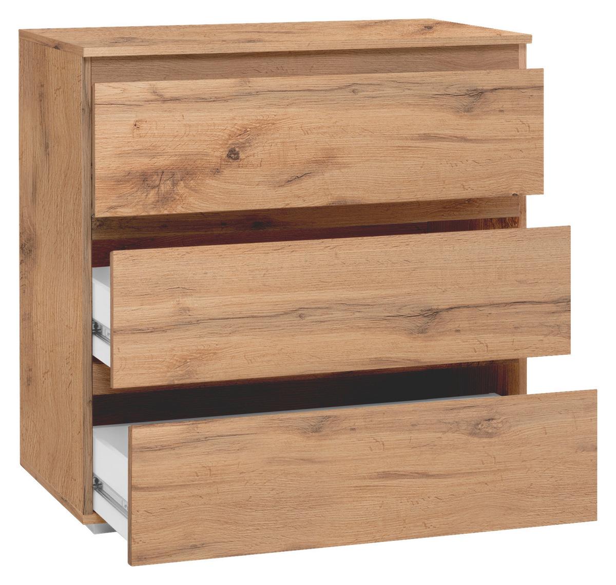 Komoda Image 5, Barva Hrasta - srebrne barve/barve hrasta, Konvencionalno, leseni material (80/80/45cm) - MID.YOU