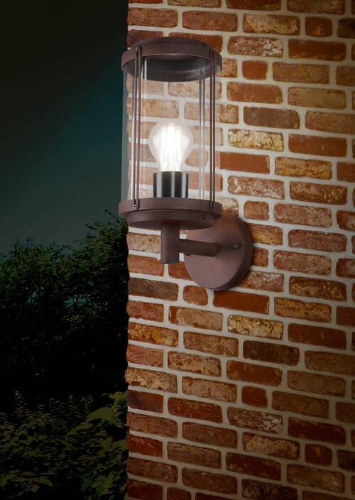 Außenwandleuchte Tanaro Klar/Rostfarben max. 40 Watt - Klar/Rostfarben, KONVENTIONELL, Kunststoff/Metall (32,5/14,5/18,5cm) - Trio Leuchten