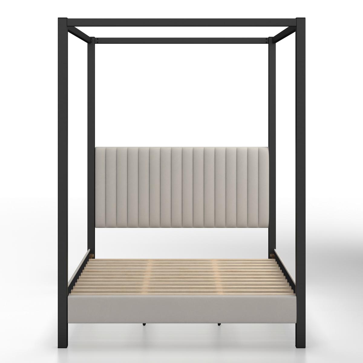 Pat tapițat bej Mona cca 180X200 bej - gri deschis/maro deschis, Modern, lemn/metal (180/200cm) - Bessagi Home