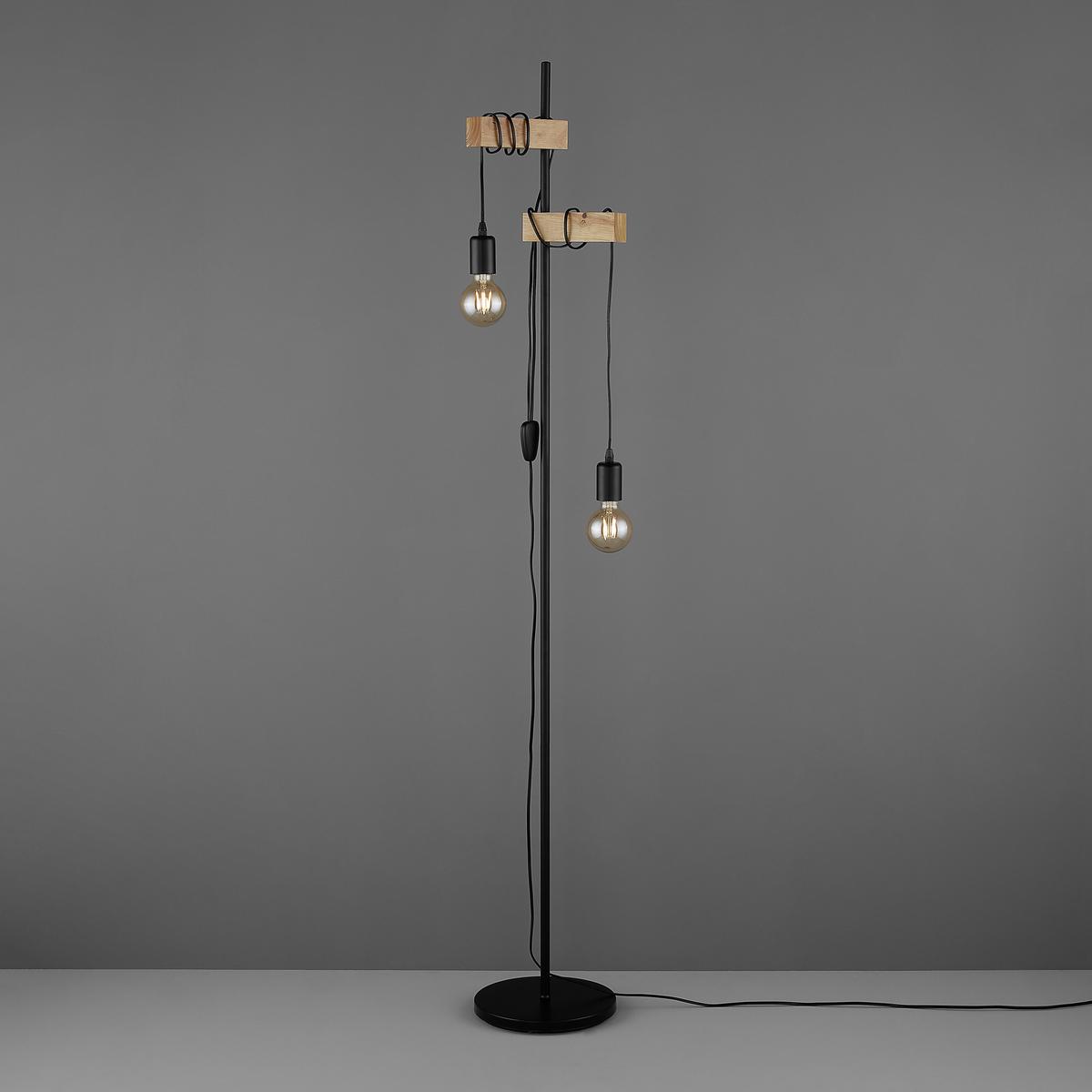 LAMPA STOJĄCA 32919*TOWNSHEND - czarny/brązowy, Konventionell, metal/drewno (20,5/25/166,5cm) - Eglo
