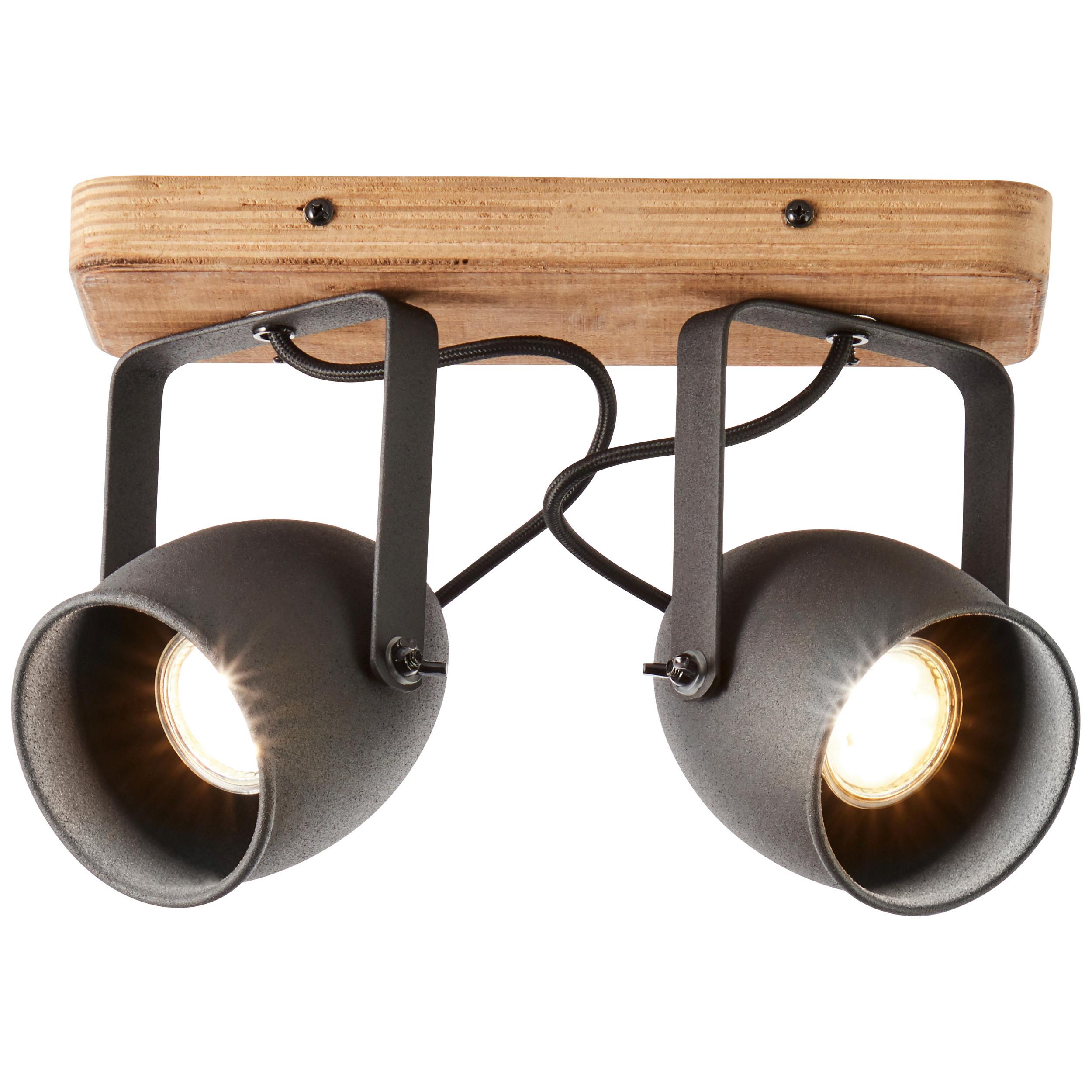 Strahler Crowton Schwarz/Hellbraun max. 6 Watt - Hellbraun/Schwarz, LIFESTYLE, Holz/Metall (30/21/13cm) - Brilliant