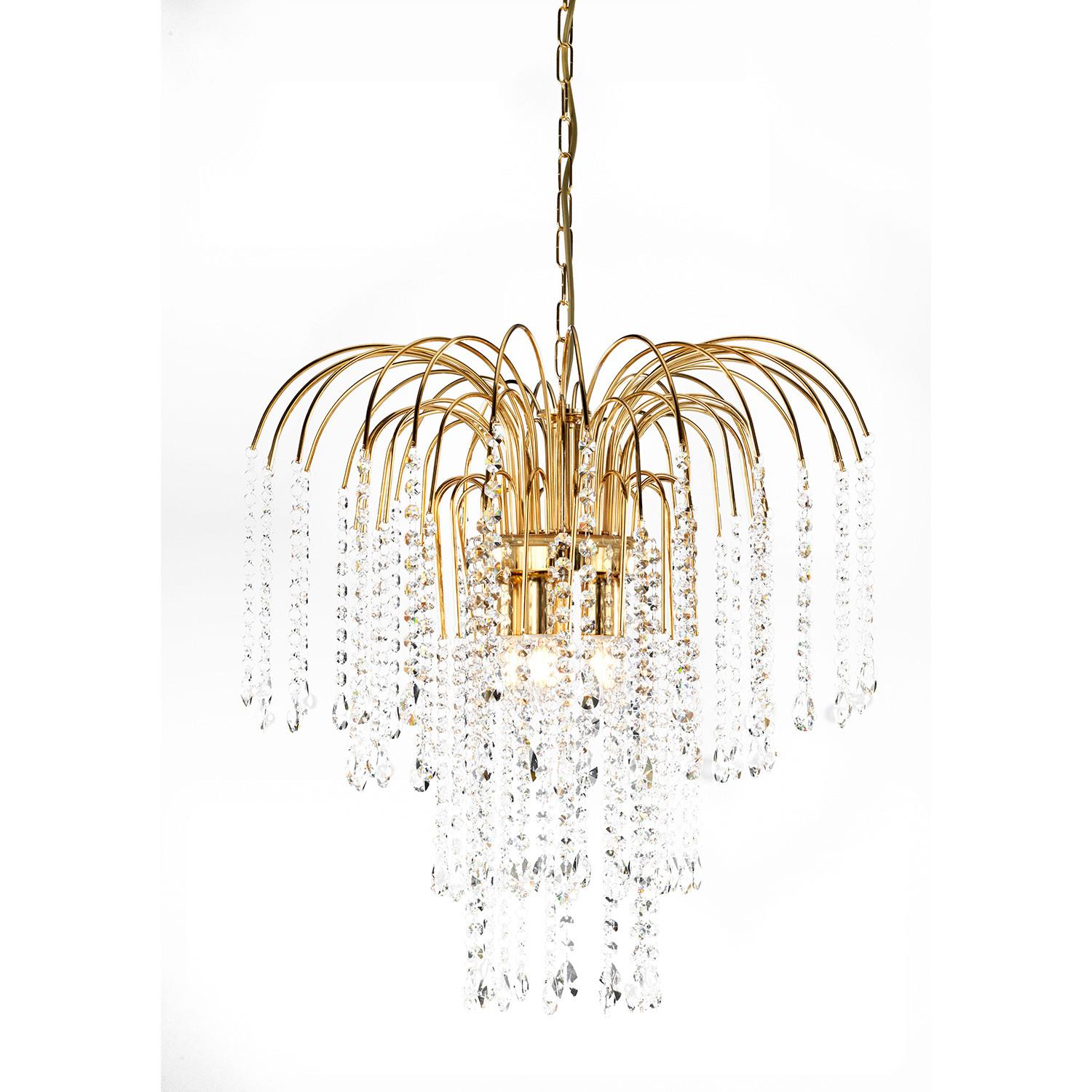 Kristall-Hängeleuchte Pioggia Goldfarben max. 6 Watt - Goldfarben, KONVENTIONELL, Glas/Metall (50/110cm)