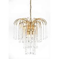 Kristall-Hängeleuchte Pioggia Goldfarben max. 6 Watt - Goldfarben, KONVENTIONELL, Glas/Metall (50/110cm)