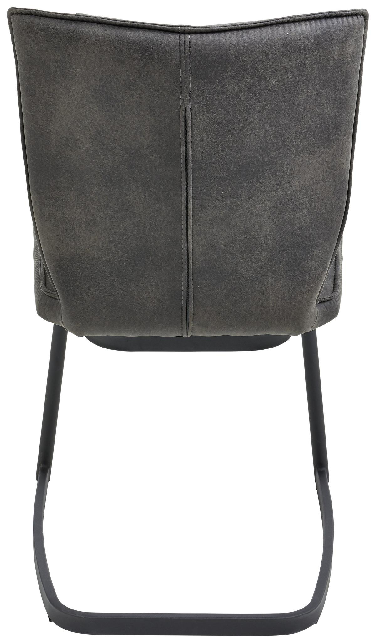 KRZESŁO NA PŁOZIE ROYAL - antracytowy/czarny, Design, metal/tkanina (46/89/58cm) - Valdera