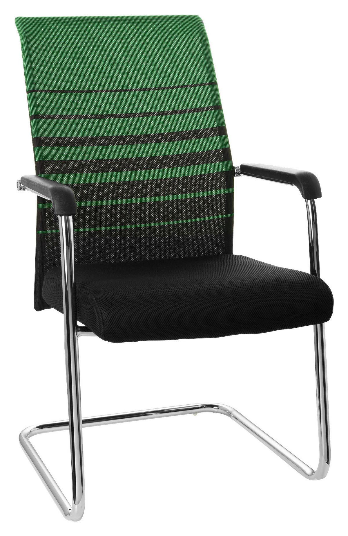 Konferenčni Stol Falcone V, Črna, Zelena - barve kroma/črna, Moderno, kovina/tekstil (57/104/55cm) - MID.YOU