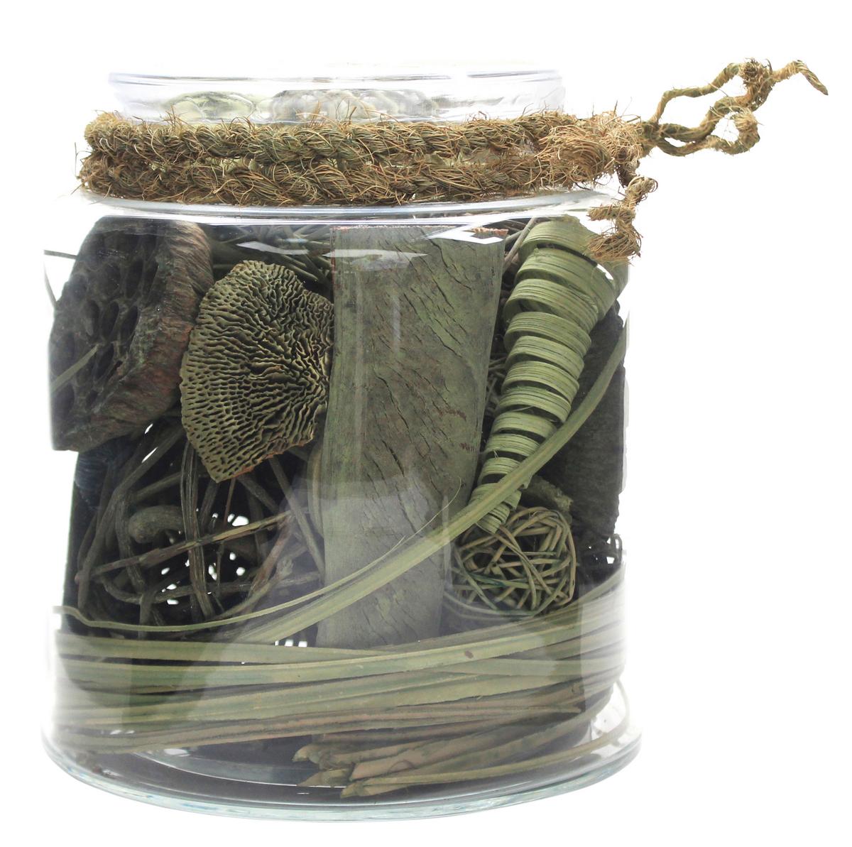 DEKOGLAS FLORA - Grün, Lifestyle, Glas/Naturmaterialien (18/20/18cm) - Kayoom