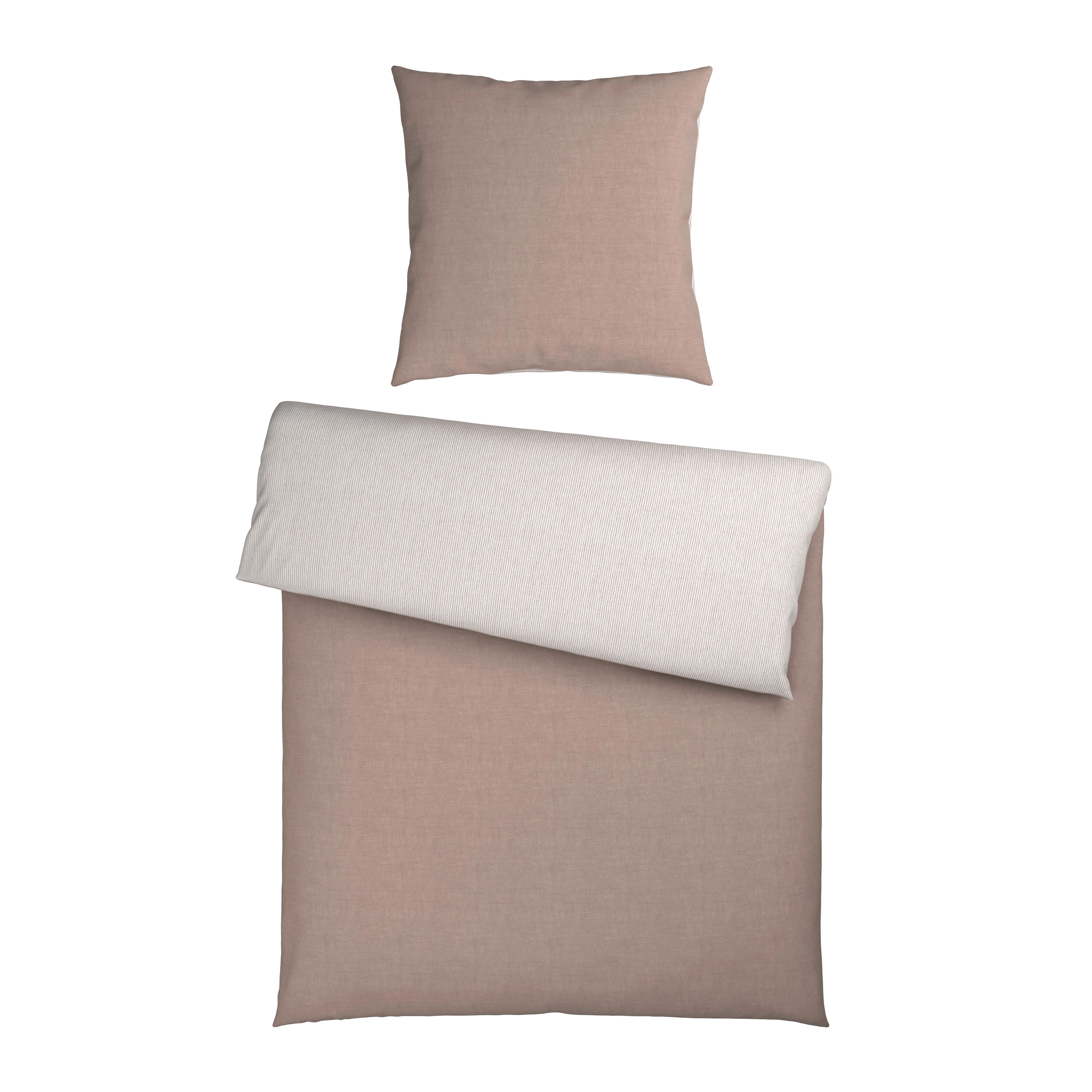 Bettwäsche Chambray Stripes Weiß/Beige ca. 135x200cm - Beige/Weiß, MODERN, Textil (135/200cm) - Mömax