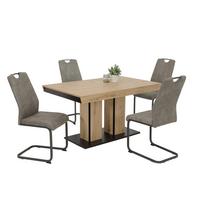 TISCHGRUPPE AGNES I G - Eiche Artisan/Grau, MODERN, Holzwerkstoff/Textil (140 - 220/76/90cm) - MID.YOU