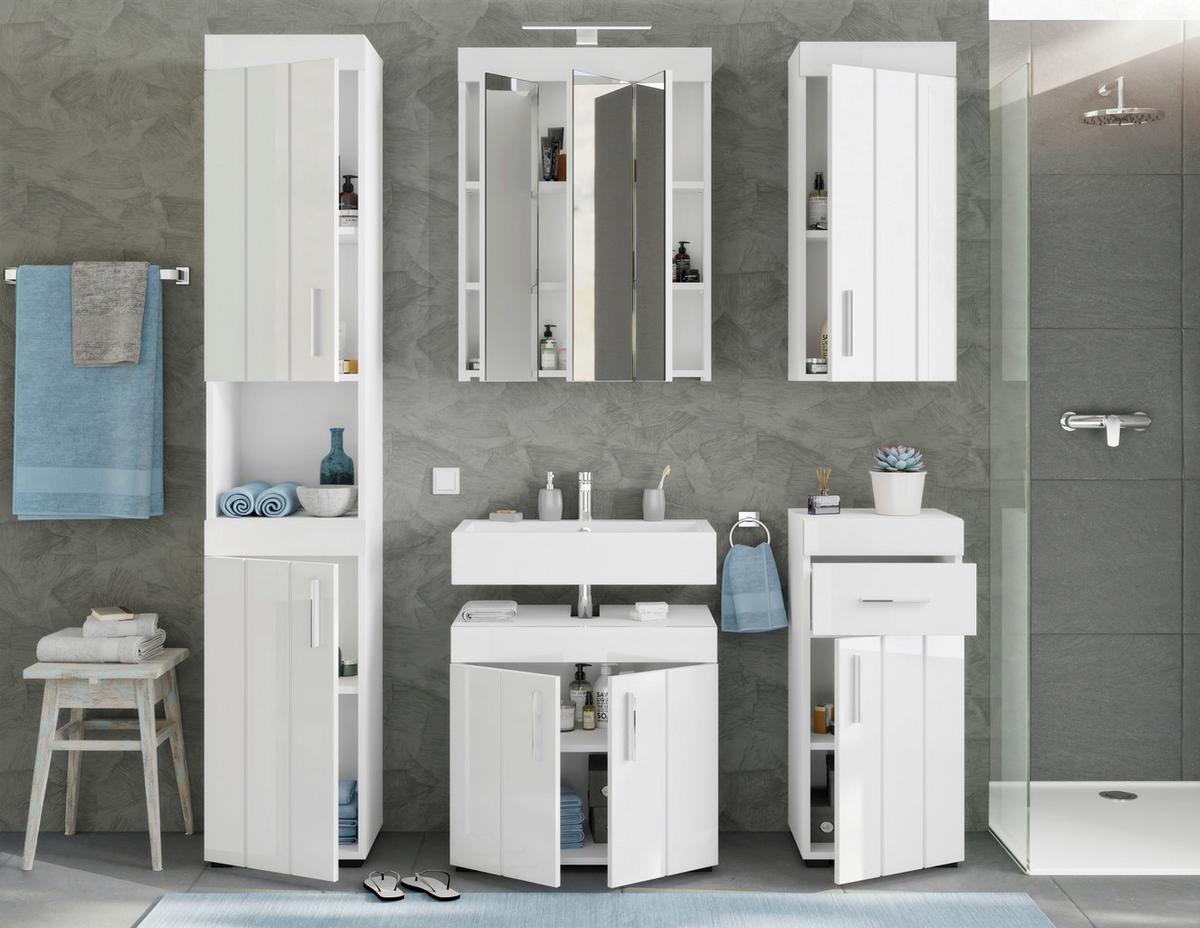 Hängeschrank Snow ca. 36x79 cm Weiß - Weiß Hochglanz, MODERN, Holzwerkstoff/Kunststoff (36/79/24cm) - MID.YOU