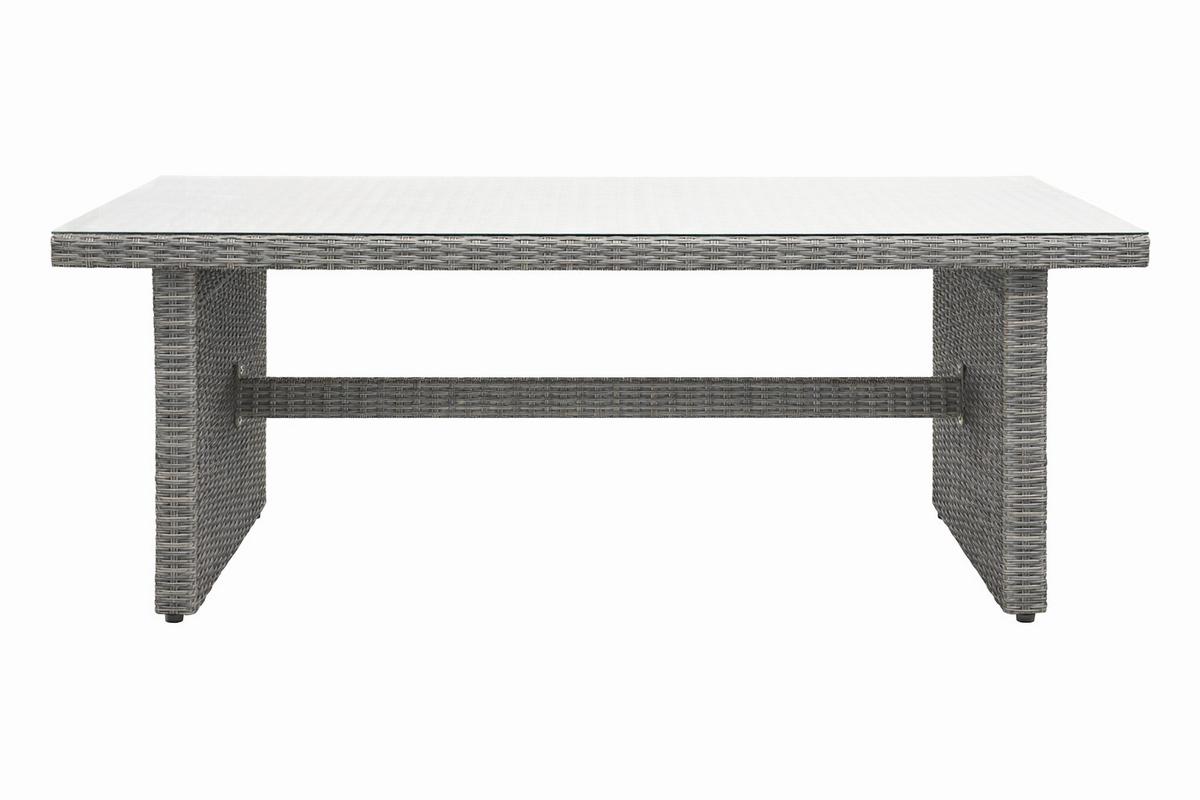 Gartentisch Saviano Grau - Grau, KONVENTIONELL, Glas/Kunststoff (185/90/77cm) - Gardenson